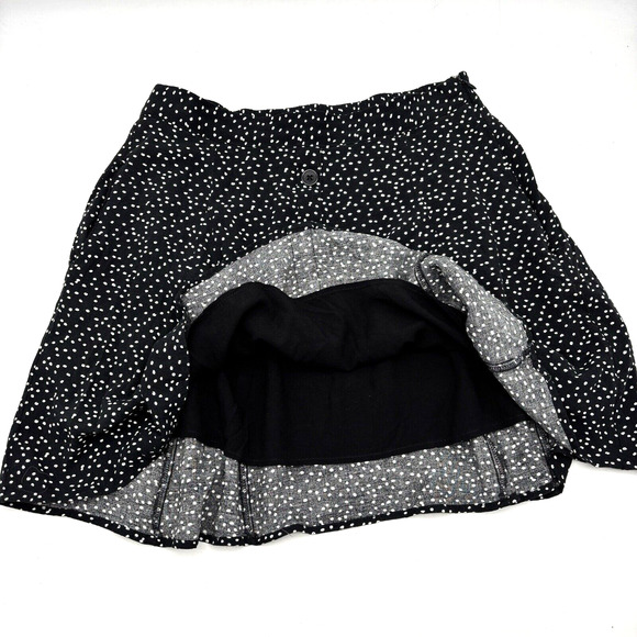 ModCloth Black White Polka Dot Elastic Waist A-Line Button Front Skirt M 14x16.5 - Picture 2 of 11